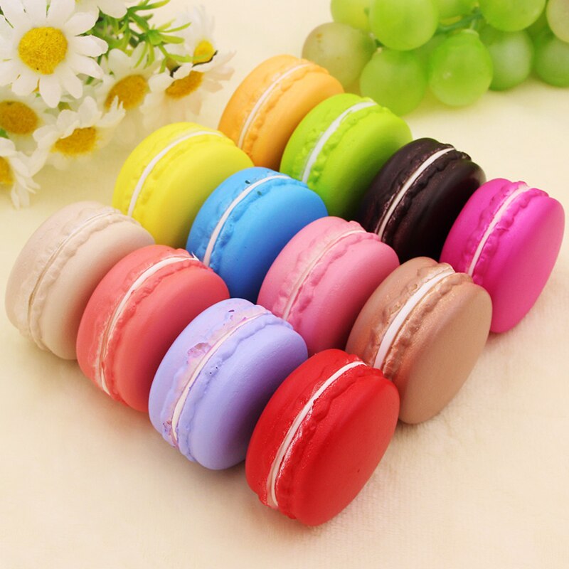 Hot Sale 10pcs Simulation Cake PU Mini Macaron Model Furnishing Articles Stress Relief Squeeze Toy Wedding Party Birthday Decor