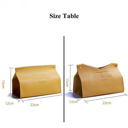 Nodic Environmental PU Leather Napkin Holder Foldable Tissue Box Home Office Waterproof Dustproof Storage Box Sundries Ontainer