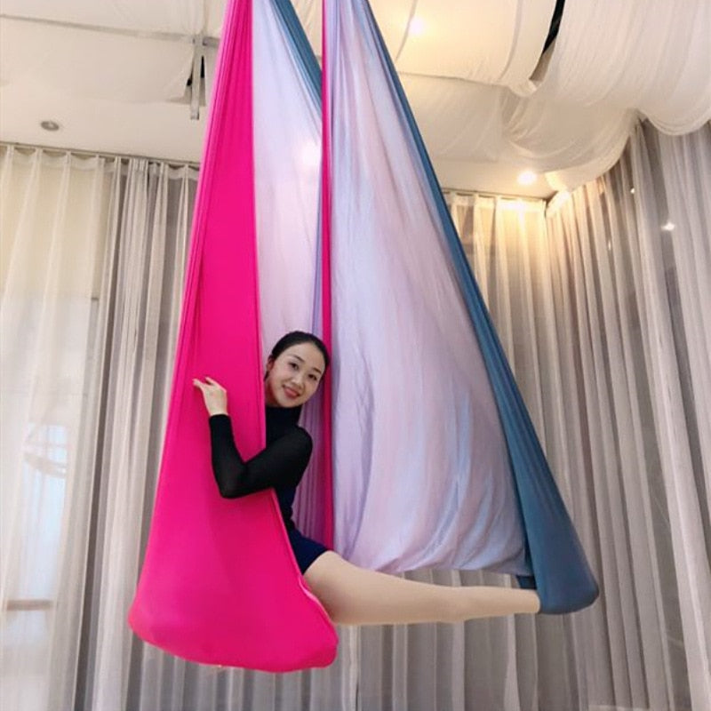 7 Meters elastic 2017 Aerial Yoga Hammock Swing Latest Multifunction Anti-gravity Yoga belts for yoga training Yoga for sporting