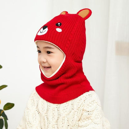 ncmama Boy Girl Beanie Hat Protect Neck Knit Hat Cartoon Animal Windproof Winter Child Kids Girl's Earflap Caps 2 to 6 years old