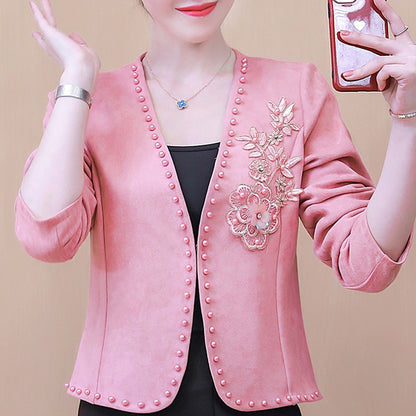 Long Sleeve Cardigan Woman Jacket    Jacket Women Jackets For Women 2021 Beading V-Neck Jacket Coat Women D107