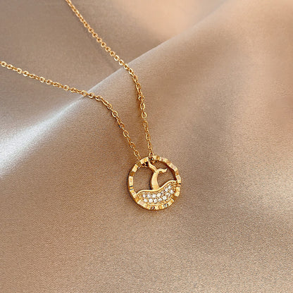 Classic Gold Color Stainless Steel Necklace For Women Jewelry Limited Pearl Beads Heart Pendant Necklace Birthday Gift