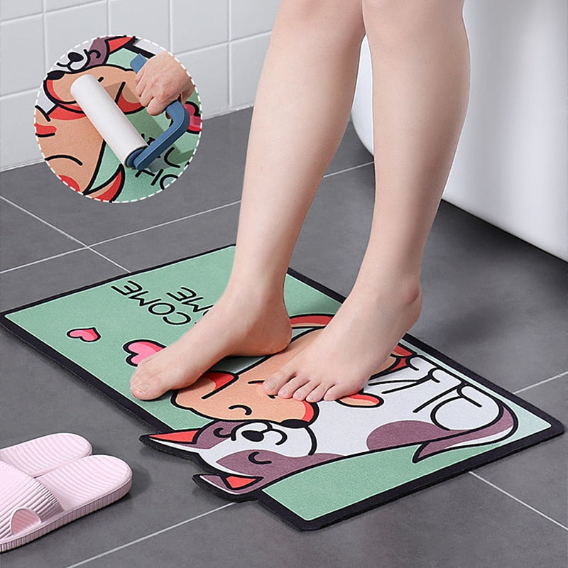 Cartoon Welcome Entrance Doormats Carpets Rugs For Home Bath Living Room Floor Stair Kitchen Hallway Non-Slip Cat Dog Pet Gamer