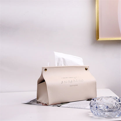 Nodic Environmental PU Leather Napkin Holder Foldable Tissue Box Home Office Waterproof Dustproof Storage Box Sundries Ontainer