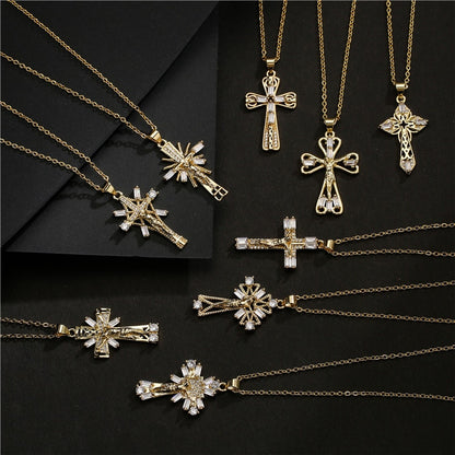 Ins Style Fashion Gold Color Jesus Cross Pendant Necklace For Women Men Hot Sale Jewelry Party Gift