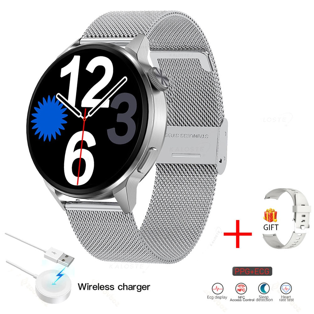 New 390*390 HD Screen NFC Smart Watch Men Bluetooth Call Sport GPS Track Watch Custom Dial Heart Rate ECG PPG Smartwatch For Men