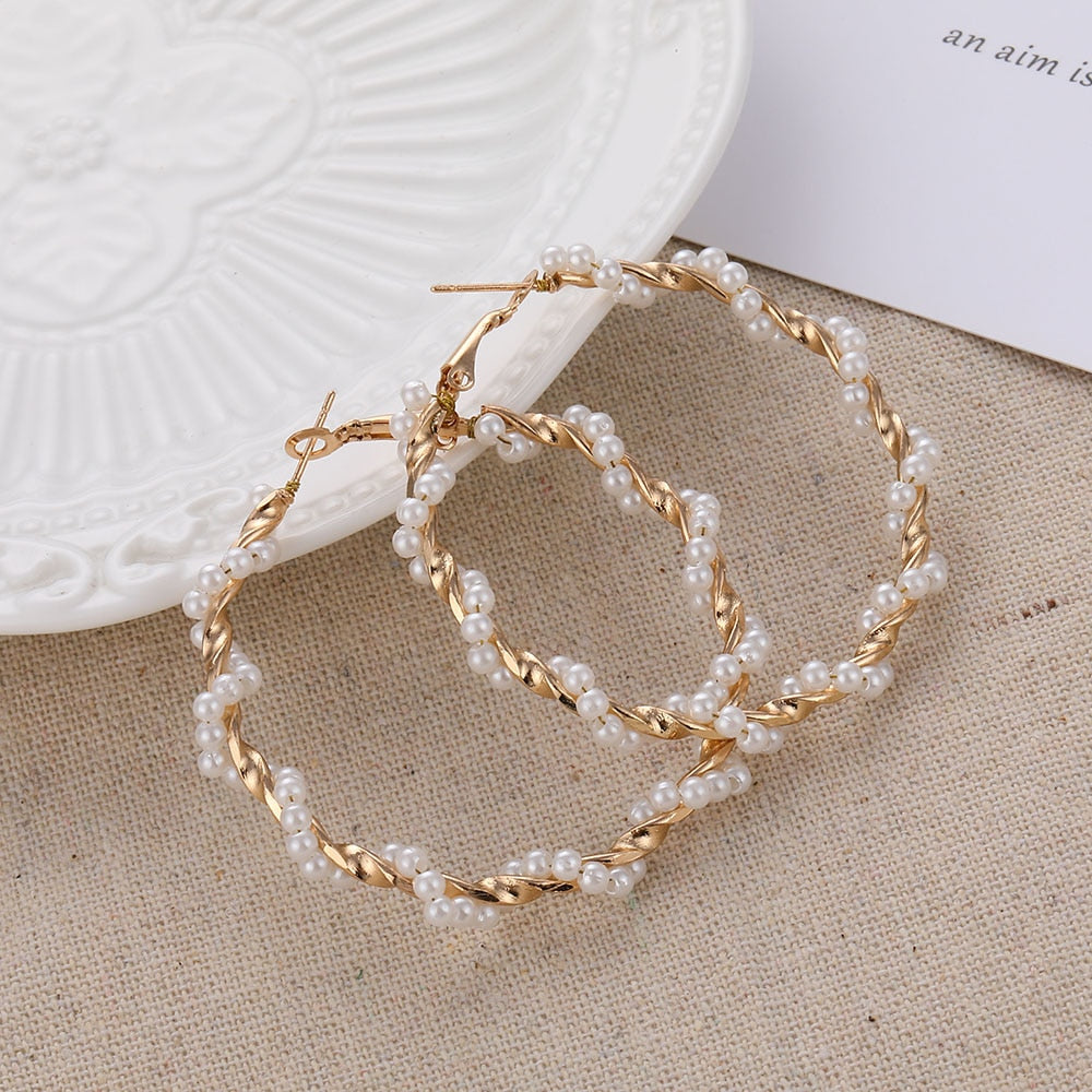 IPARAM Trend Simulation Pearl Long Earrings Female White Round Pearl Wedding Pendant Earrings Fashion Korean Jewelry Earrings