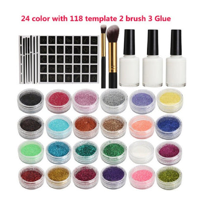 Glitter Tattoo Kits 30 Color 125 Templates Diamond Flash For Temporary Tattoo Set Kids Face Body Painting Art Tools Set