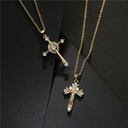 Ins Style Fashion Gold Color Jesus Cross Pendant Necklace For Women Men Hot Sale Jewelry Party Gift