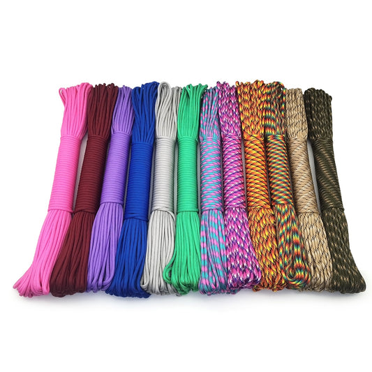 High Quality 550 Paracord Parachute Cord Lanyard Tent Rope Mil Spec Type III 9 Strand 100FT Paracord For Hiking Camping