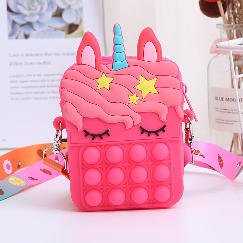 Hot Unicorn Bag Pop Fidget Toys It Women Coin Purse Messenger Bag Push Bubble Simple Dimple Decompression Anti Stress Ppoper