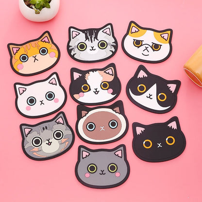 Silicone Cat Shaped Tea Coaster Cup Mat Pad Mug Holder Mat Coffee Drinks Table Placemats Heat-resistant Cup Coasters