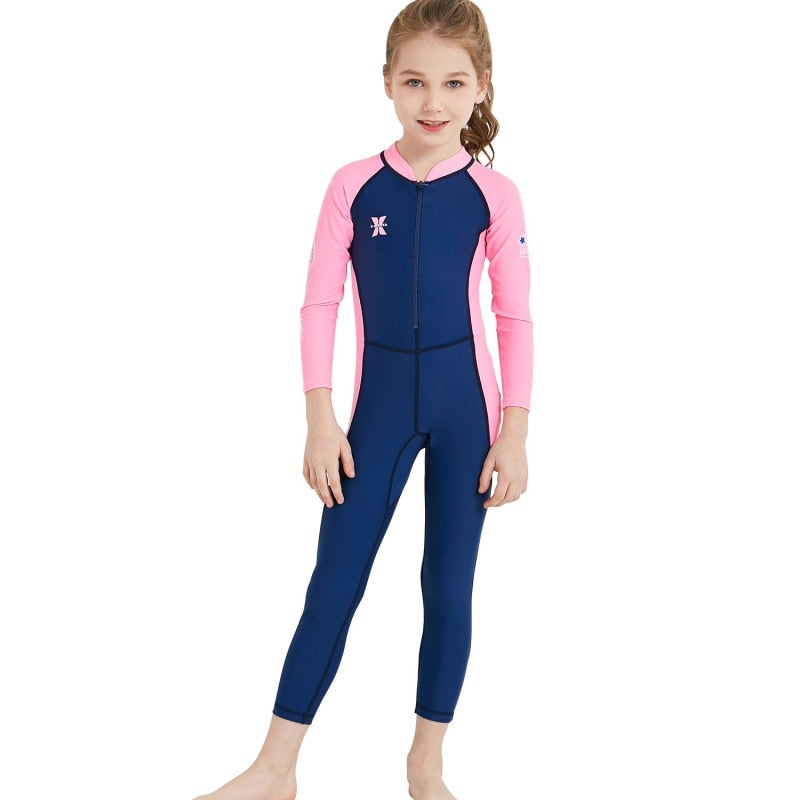 Kids Diving Suit Wetsuit Children Boys Girls Keep Warm One-piece Long Sleeves UV Protection Swimwear