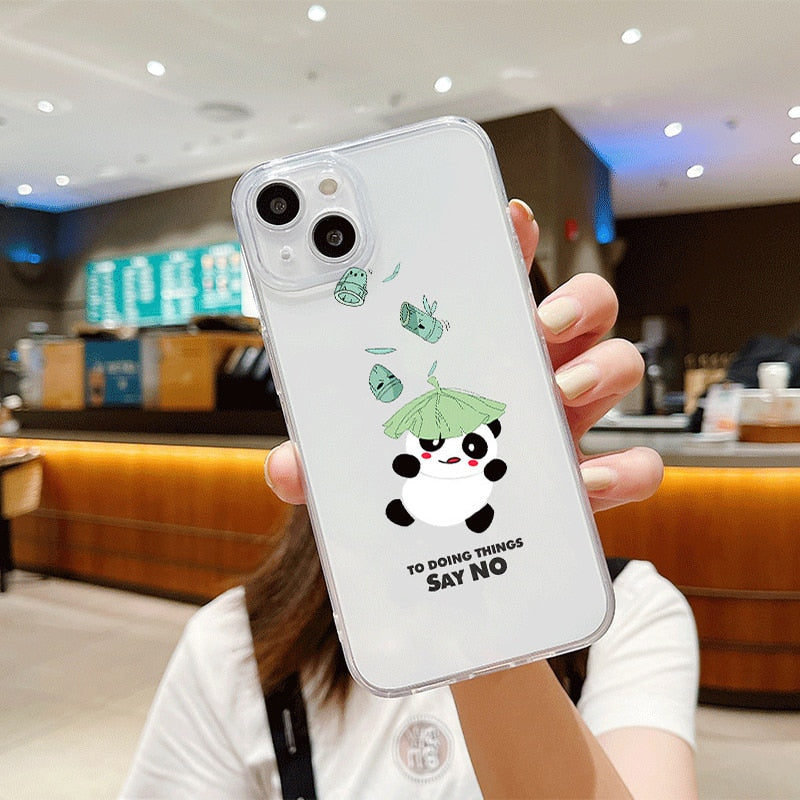 Cute Cartoon Animal Giant Panda Soft Silicone Phone Case For IPhone8 7 11 12 13 Pro Max X XS Max XR Plus SE2 SE3 7Plus MINI