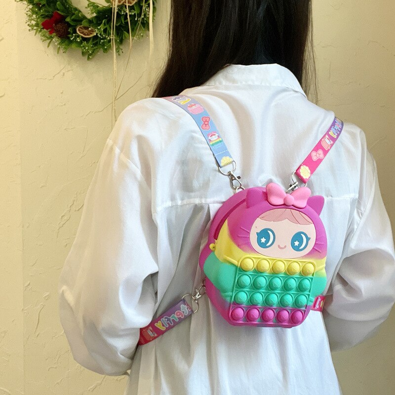 Large Size Cartoon Girl Backpack Fidget Toys Kawaii Shoulder Bag Antistress Squishy Squeeze Toy for Girl Gifts Pop Free Shipping