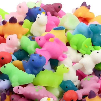 28pcs Mini Squishies Mochi Squishy Toys Party Favors for Kids Kawaii Animal Squishies Dinosaur Squeeze Stress Relief Toys Random