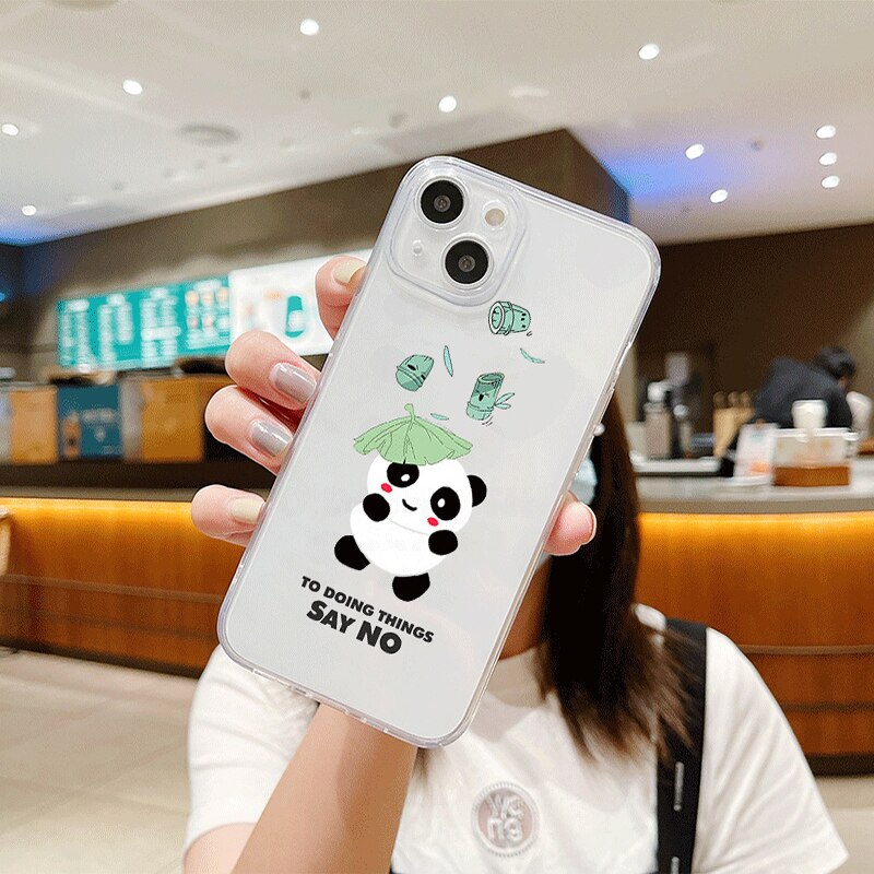 Cute Cartoon Animal Giant Panda Soft Silicone Phone Case For IPhone8 7 11 12 13 Pro Max X XS Max XR Plus SE2 SE3 7Plus MINI