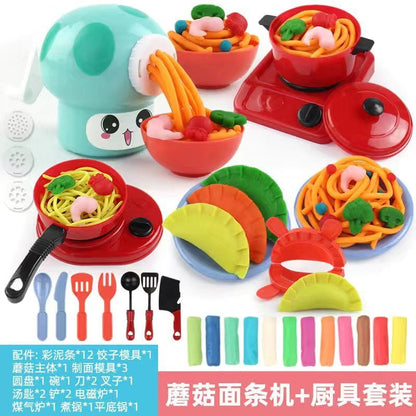 Children&#39;s Pretend Play Piggy Noodle Machine Family Play House Toy Set Colored Clay Plasticine Ice Cream Machine Mold Toys Gift