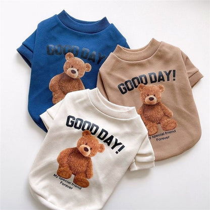 Pet T Shirt Cat Vest Sport Shirt Cat Sweater Pet Clothing Crew Neck Cartoon Bear Puppy Hoodie Fashion Autumn Winter Dog Clothes