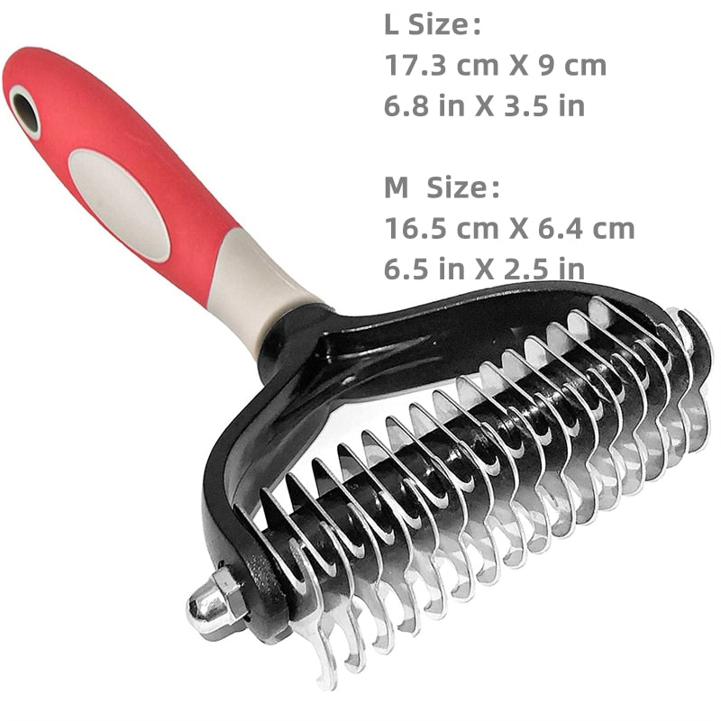 Professional Pet Deshedding Brush 2 Sided Dematting Dog Comb Cat Brush Rake Puppy Grooming Tools Undercoat Shedding Flying Hair