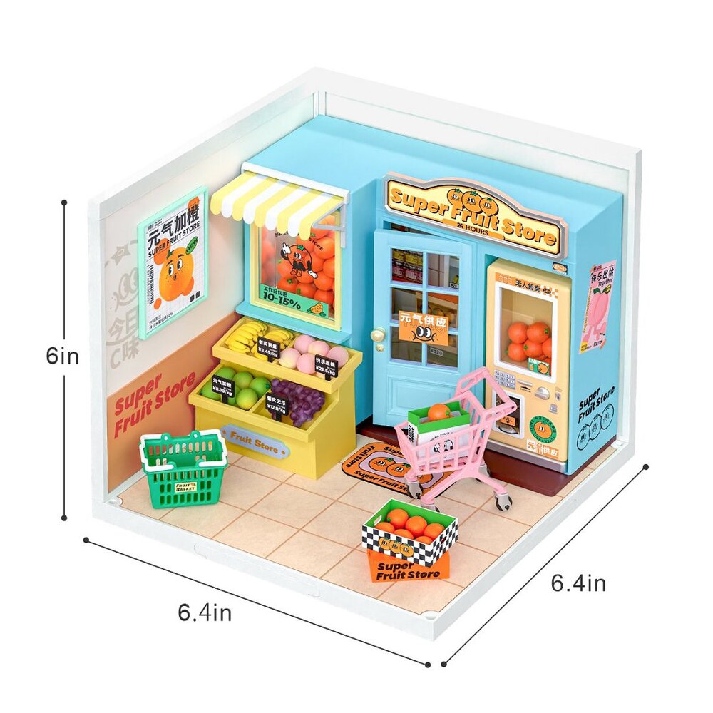 Robotime Rolife DW001 Super Creator Daily Plastic DIY Miniature House Cafe Energy Supply Store Building Block Sets CN Version