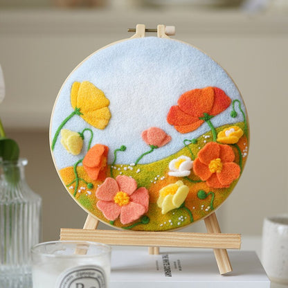 Non-Finish DIY Wool Felting Painting Needle Embroidery Poked Wool Felt Flower Material Package for Home Decors Crafts Gift