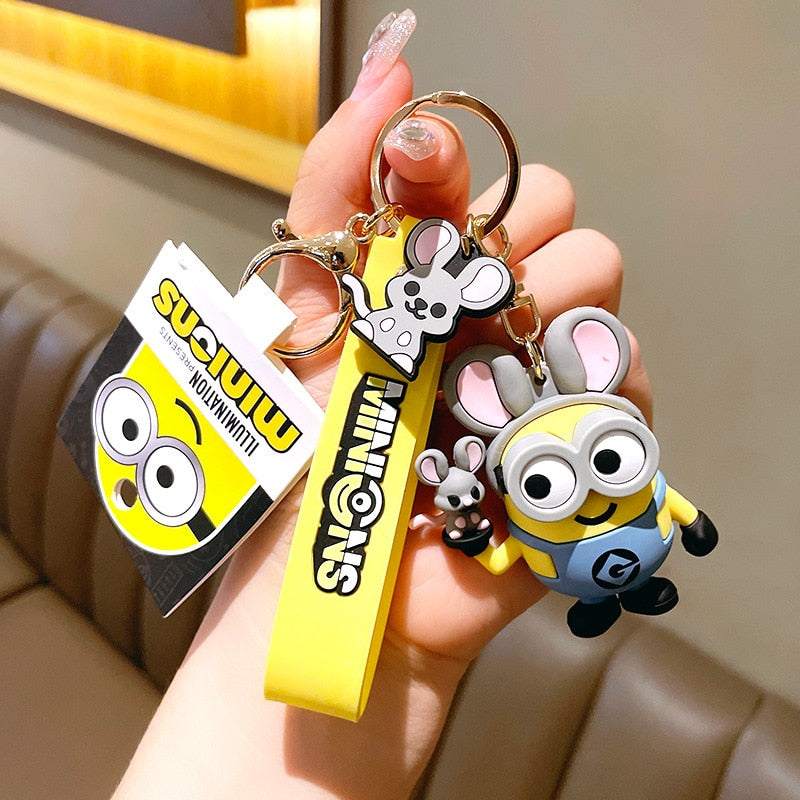 New Anime Little Yellow Man Cartoon Minions Animal Series Bag Pendant Cute Creative Animation Toys Keyring Car Accessories Gifts