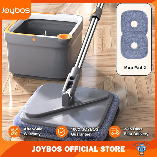 Joybos Spin Mop With Bucket Hand-Free Lazy Squeeze Mop Automatic Magic Floor Mop Self-Cleaning Nano Microfiber Cloth Square Mop