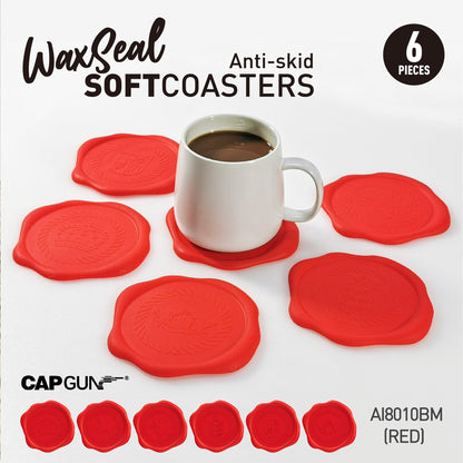 Rubber Coasters with Holder Stamp Design Coffer Mug Novelty Coasters for Drinks Non-Slip Cup Mat for Office Home Bar Kitchen