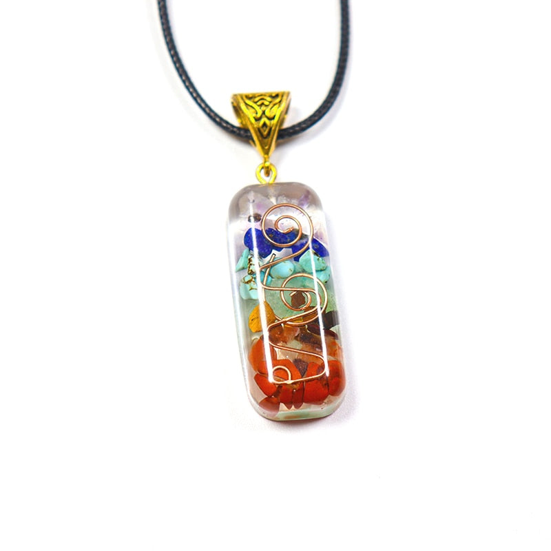 Retro Reiki Healing Energy Crystal Pendant Natural Stone for Yoga Meditation Spiritual 7 Chakra Jewelry Neckalce Amulet Orgonite