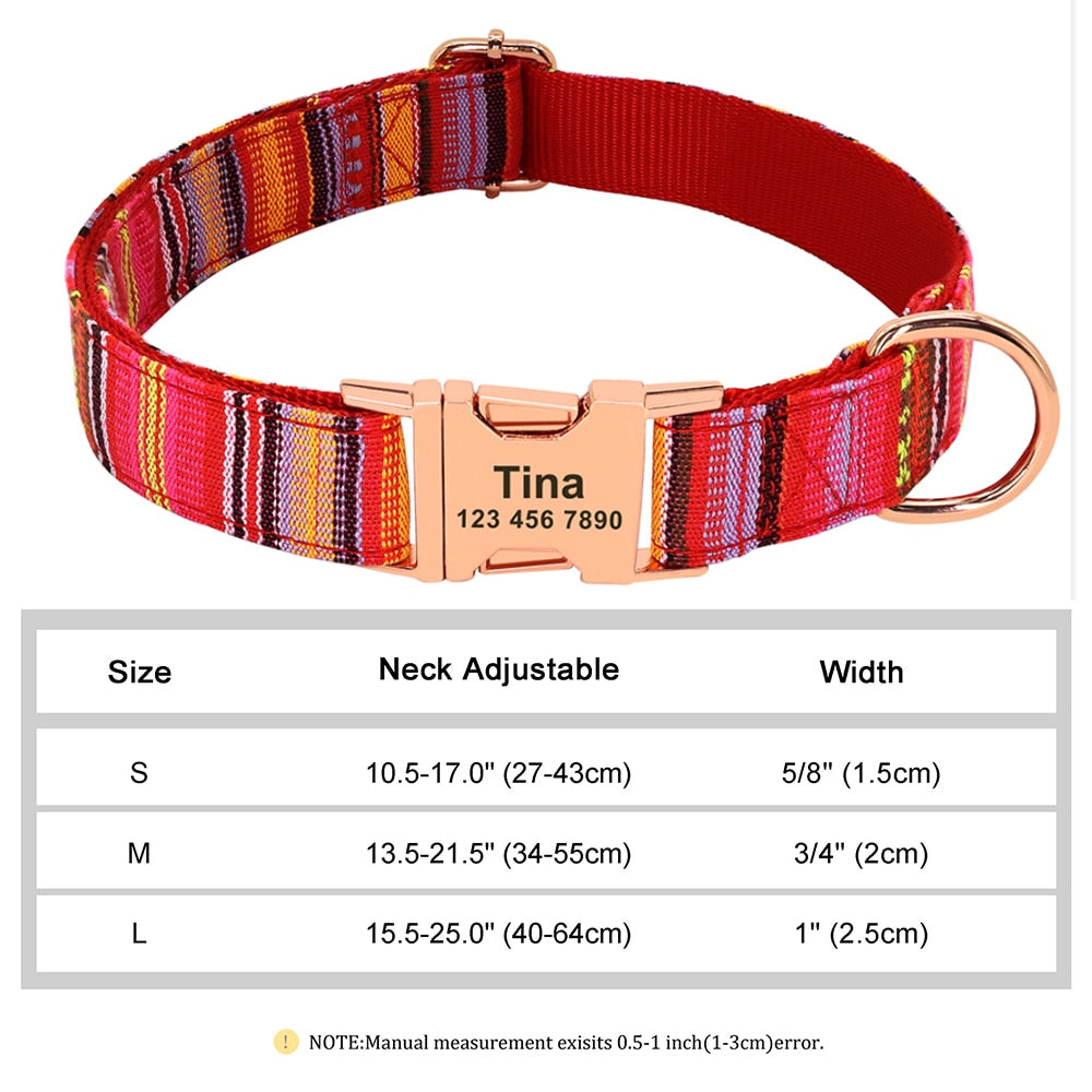 Custom Large Dog Collar Cute Print Personalized Pet Collar Nylon Puppy Dogs ID Collars Engraved Name for Small Medium Large Dog