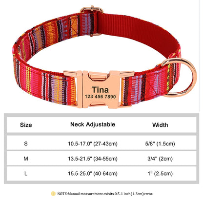 Custom Large Dog Collar Cute Print Personalized Pet Collar Nylon Puppy Dogs ID Collars Engraved Name for Small Medium Large Dog