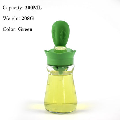 Oil Bottle With Silicone Brush Oil Spray Baking Barbecue Grill Oil Dispenser Cookware Baking BBQ Tool Kitchen Accessories