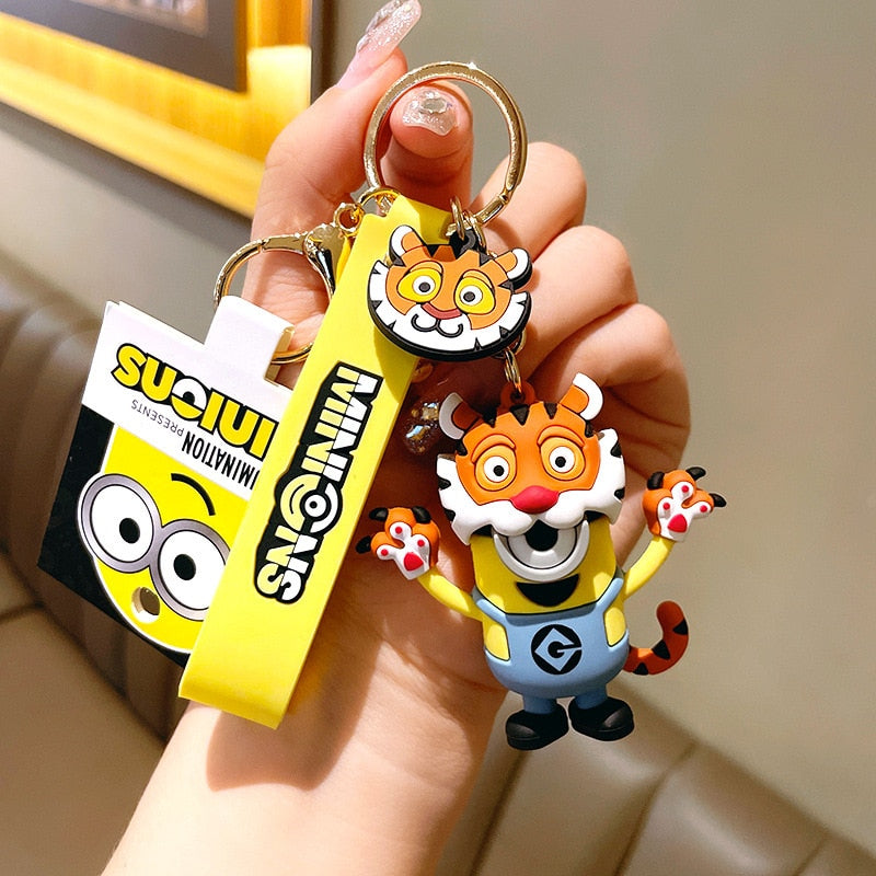 New Anime Little Yellow Man Cartoon Minions Animal Series Bag Pendant Cute Creative Animation Toys Keyring Car Accessories Gifts