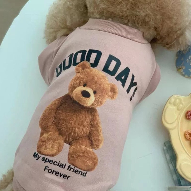 Pet T Shirt Cat Vest Sport Shirt Cat Sweater Pet Clothing Crew Neck Cartoon Bear Puppy Hoodie Fashion Autumn Winter Dog Clothes