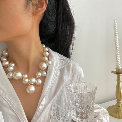 Bead Pearls Necklace Collarbone Chain Women&#39;s Elegant Pendant Necklace Bride Jewelry