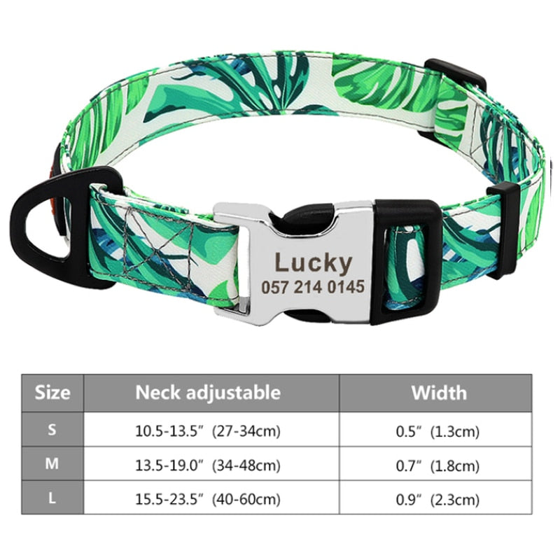 Custom Large Dog Collar Cute Print Personalized Pet Collar Nylon Puppy Dogs ID Collars Engraved Name for Small Medium Large Dog