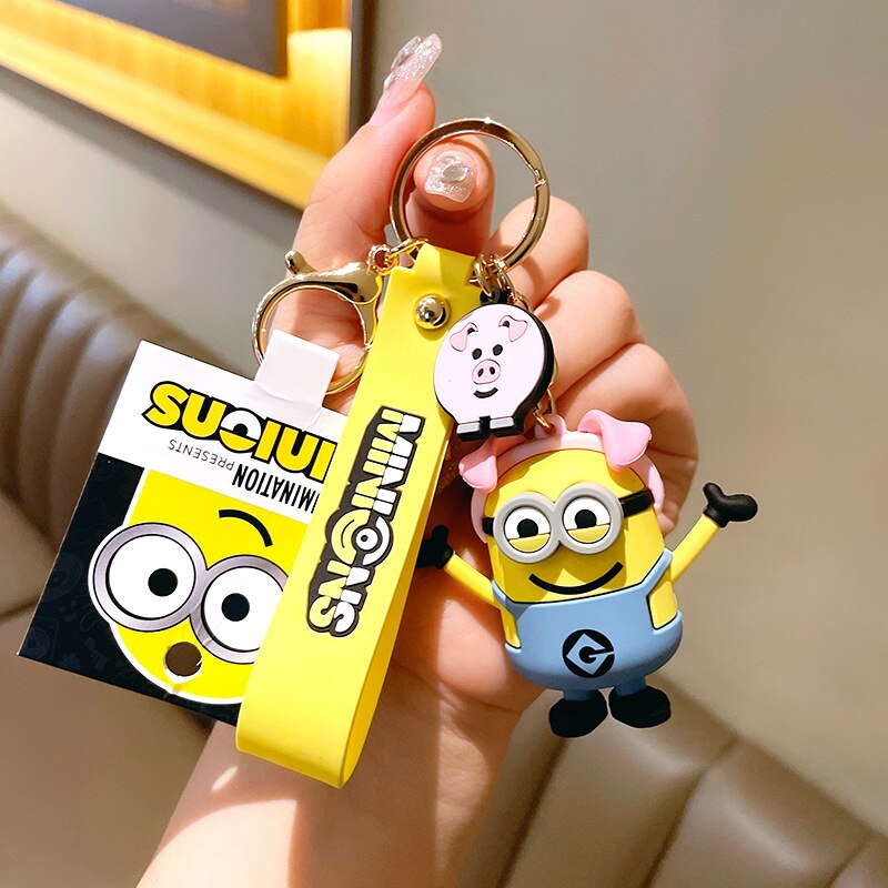 New Anime Little Yellow Man Cartoon Minions Animal Series Bag Pendant Cute Creative Animation Toys Keyring Car Accessories Gifts