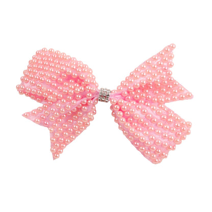 White Pearl Hair Bows With Hair Clips For Girls Kids Boutique Layers Bling Rhinestone Center Bows Hairpins Hair Accessories