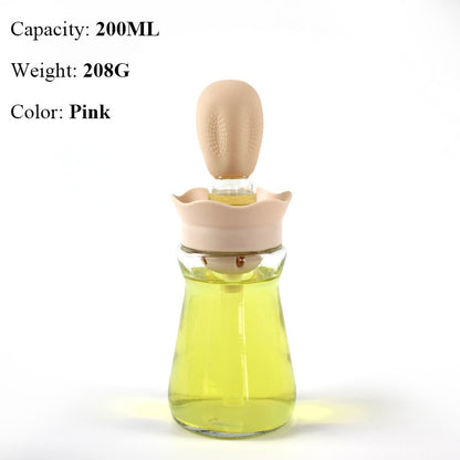 Oil Bottle With Silicone Brush Oil Spray Baking Barbecue Grill Oil Dispenser Cookware Baking BBQ Tool Kitchen Accessories