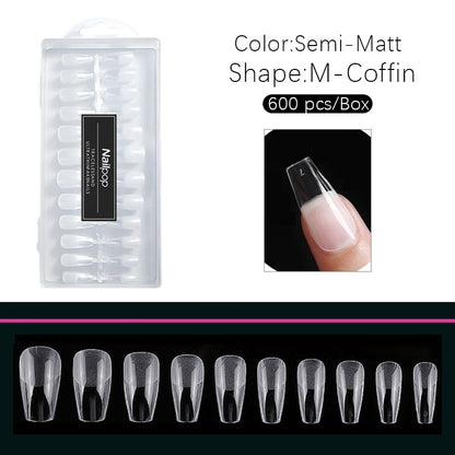 Nailpop Nail Tips Semi-Matt Press on Nails Coffin Tips Full Cover False Nails Almond Nail Art Boxed Fake Nails 576/600pcs