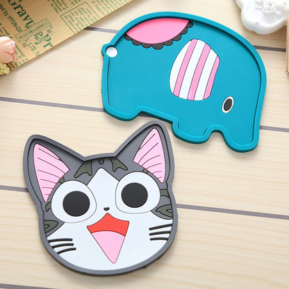 Creative Cartoon Cute Animal Coaster Silicone Thermal Insulation Non-Slip Mat Practical Tea Coaster Bowl Mat Small Plate Mat