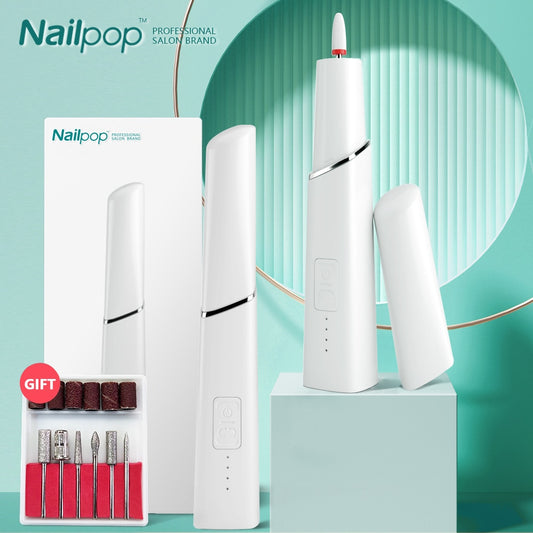 Nailpop Electric Nail Drill Machine Kit Manicure Pedicure Sanding Set Ceramic Polish File Nail Drill Portable Equipment Tools