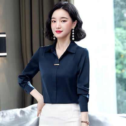 Long Sleeve Chiffon Blouse Shirt Women Tops Blouse Women Blusas Mujer De Moda 2021 Turn Down Collar Office Blouse Blusa E140