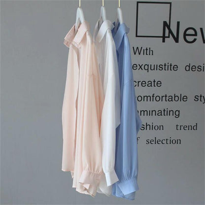 Chiffon Blouse Cool Transparent Drape Sunscreen Shirt Women's Summer Breathable Shirt Sunshade Cover Buttocks Thin Shirt Coat