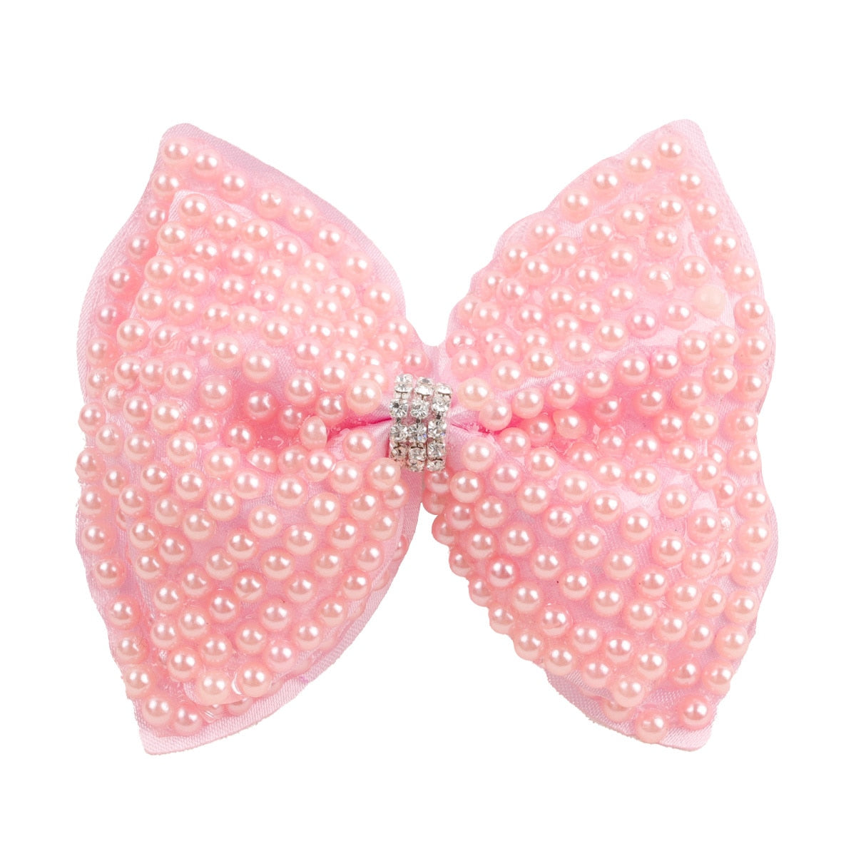 White Pearl Hair Bows With Hair Clips For Girls Kids Boutique Layers Bling Rhinestone Center Bows Hairpins Hair Accessories