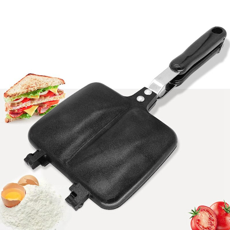 Grilled Sandwich Panini Maker,Bread Toast Breakfast Machine,Hot Sandwich Pan,Nonstick Aluminum Removable Flip Frying Pan