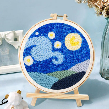 Punch Poke Needle Embroidery Kit  Scenery Starry Sky Adult Kids Children Funny Easy DIY Play Cross Stitch Set For Beginner