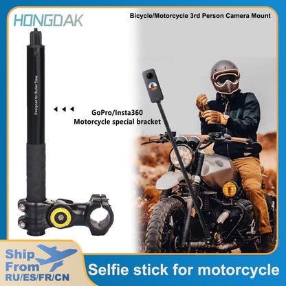 Motorcycle Bike Panoramic Monopod Bicycle Hidden Selfie Stick for GoPro Max Her 11 10 9 One DJI Insta360 Action Camera Accessory