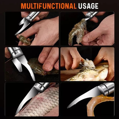 Multifunctional Fast Shrimp Peeler Stainless Steel 6 In 1 Fish Knife Shrimp Line Cutting /Scraping /Digging Knife Kitchen Tools